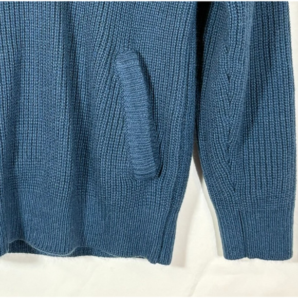Blue Shawl Neck Sweater Men Medium Scandia Woods Preppy Pockets Button - Picture 4 of 9